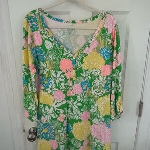 Lilly Pulitzer Green and Pink Floral Dress
